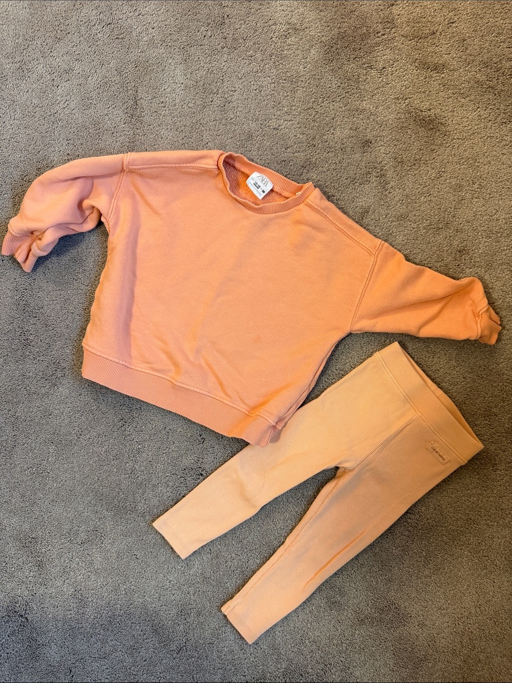 Zara Peach Crewneck Sweatshirt and Leggings Set